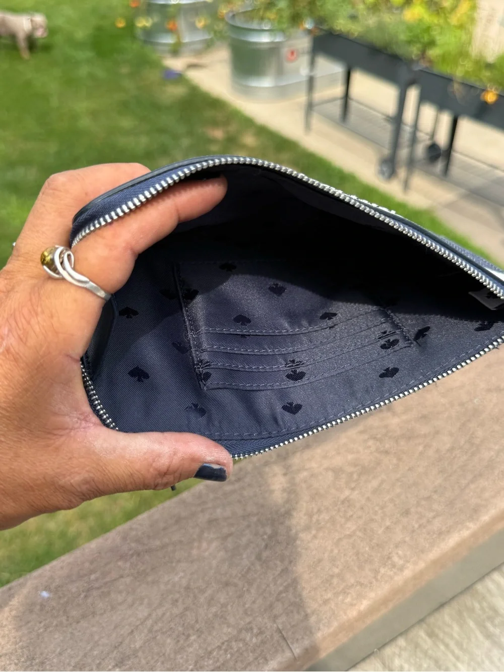EUC Kate Spade New York Cameron Denim Colorblock Wristlet Bag